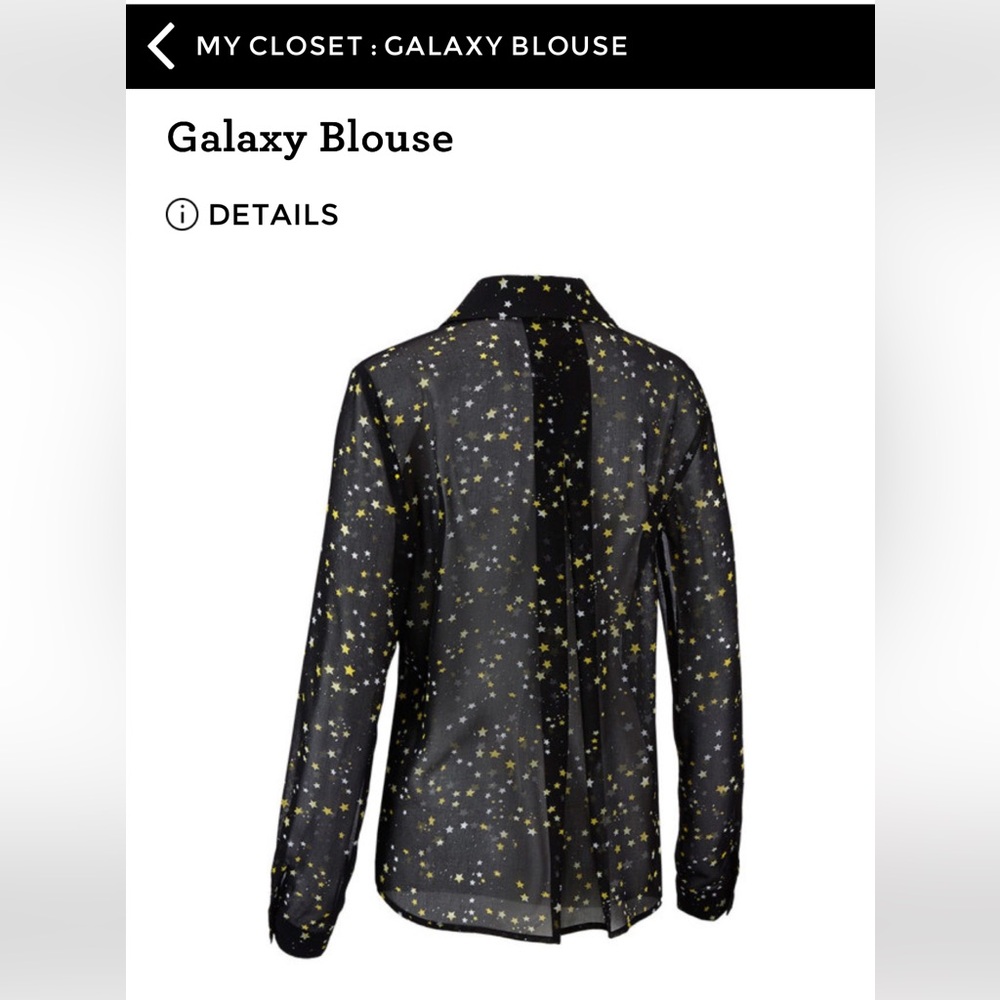 CAbi Galaxy Black Sheer Blouse with Gold Star Pattern - Picture 2 of 5